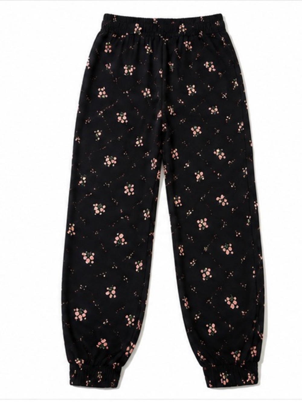 14th & Union Black Floral Jogger Pants | Floral Print | Side Pockets | Size L - Picture 6 of 8